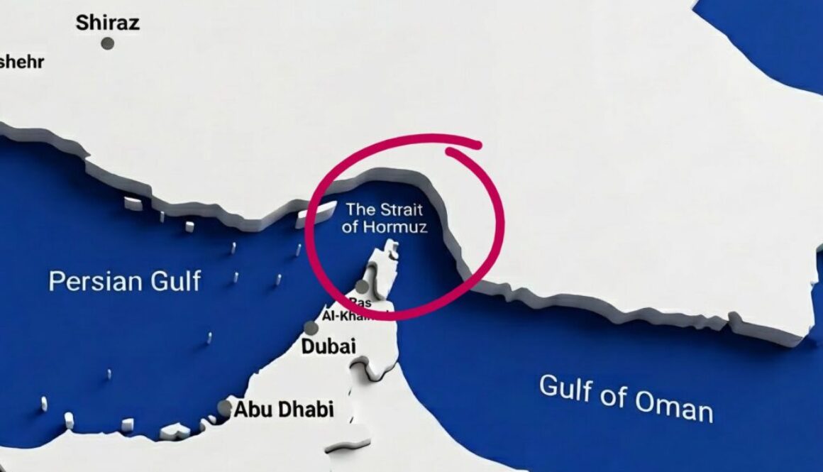 Detailed Persian Gulf and Strait of Hormuz Geopolitical 3d Map in White Background